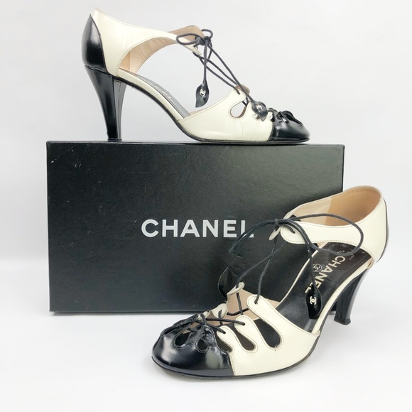 CHANEL Shoes - SOLD Chanel Caged Spectator Ankle Wrap Shoes Pump